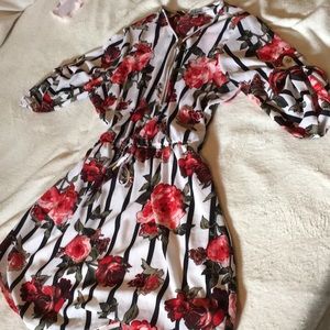 Striped Floral Print Dress